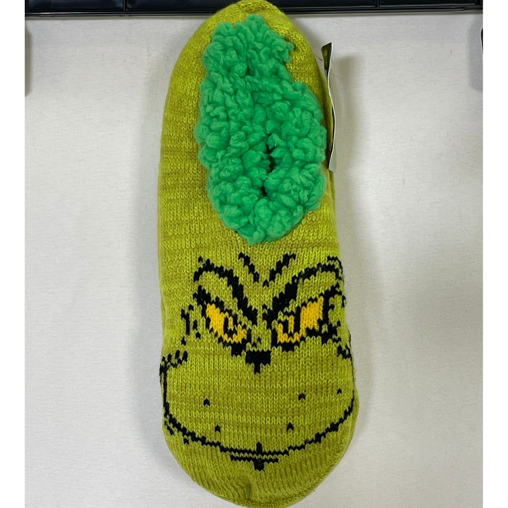 Bioworld Dr. Seuss The Grinch Green Slipper Socks Women's One Size NWT